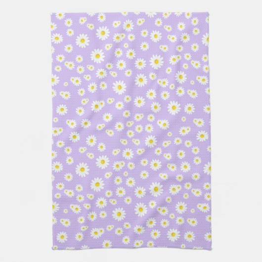 Paars Boho Spring Daisies Pattern Theedoek (Verticaal)