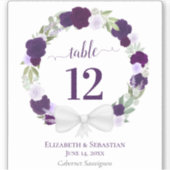 Paars Boho Wreath Weddenschappen Tafelnummer Wijnl Sticker (Voorkant)