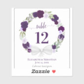 Paars Boho Wreath Weddenschappen Tafelnummer Wijnl Sticker (Vel)