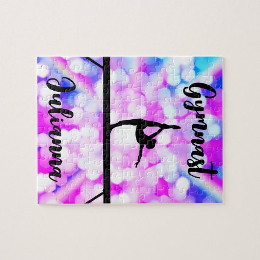 Paars Bokeh Blast Gymnastics Beam Personalized Legpuzzel (Horizontaal)