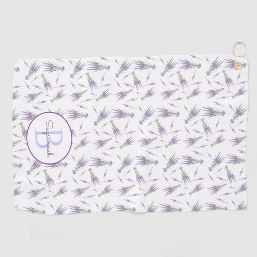 Paars boommonogram lavendeventiel golfhanddoek (Horizontaal)