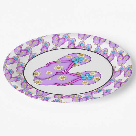 Paars bord met flip flop-partout (Gekanteld)