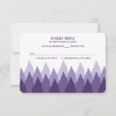 Paars bos- en heuvellandschap bruiloft RSVP kaartje (Voorkant)