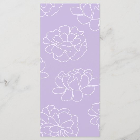 Paars botanisch modern trouwmenu menu (Achterkant)