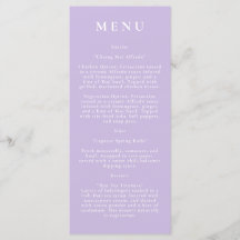 Paars botanisch modern trouwmenu