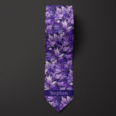 Paars botanisch monogram stropdas