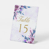 Paars Botanisch Pony Gold Weddeningnummer Reclamebord Met Voetstuk (Voorkant)