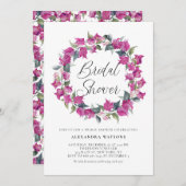 Paars Bougainvillea Wreath Vrijgezellenfeest Kaart (Voorkant / Achterkant)