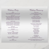 Paars Bow Silver Sequins Wedding Ceremony Programm (Achterkant)