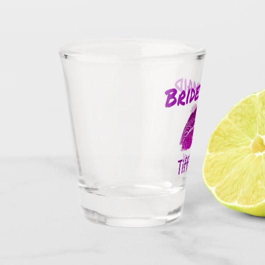 Paars Bridesmaid Handdop lipstick Shot Glas (Links)