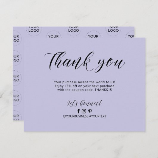 Paars briefingpakket - Hartelijk dank Bedankkaart (Voorkant / Achterkant)
