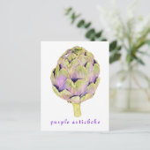 Paars Briefkaart Artichoke (Staand voorkant)