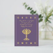 paars Briefkaart Hanukkah Motif (Staand voorkant)