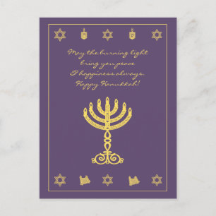 paars Briefkaart Hanukkah Motif