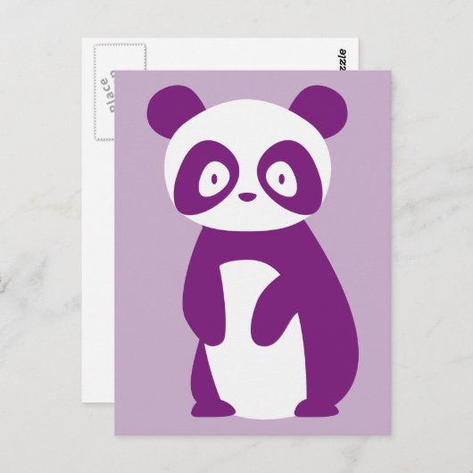 Paars Briefkaart Panda (Voorkant / Achterkant)