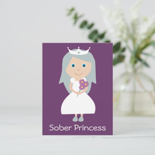  paars briefkaart Sober Princess (Staand voorkant)
