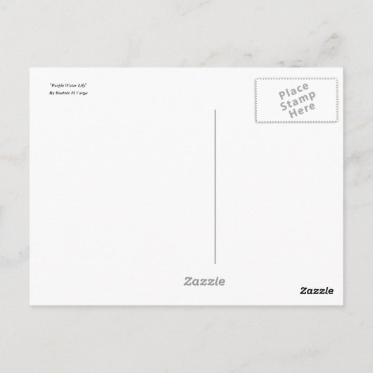 Paars Briefkaart Tropisch Water Lily (Achterkant)