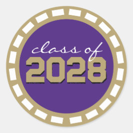 Paars & Brons Gouden Filmstrook Afstuderen Ronde Sticker