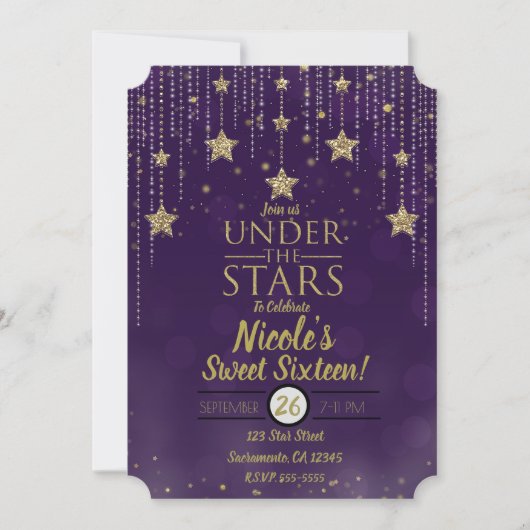 Paars & Bronze onder de sterrenijzweet 16 Kaart (Voorkant)