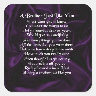 Paars Brother Poem Vierkante Sticker