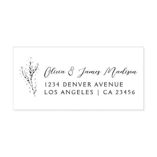 Paar's bruiloft adres eenvoudige moderne botanisch rubberstempel (Afrduk)