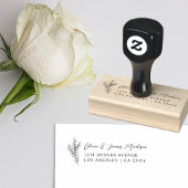 Paar's bruiloft adres eenvoudige moderne botanisch rubberstempel