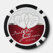 Paar's bruiloft Design in Dark Red Poker Chips (Achterkant)