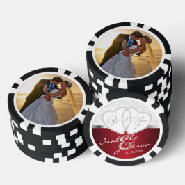 Paar's bruiloft Design in Dark Red Poker Chips