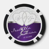 Paar's bruiloft design in Paars Poker Chips (Achterkant)
