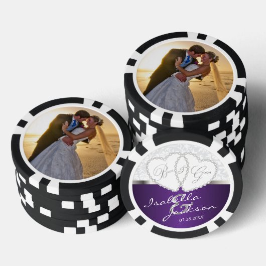 Paar's bruiloft design in Paars Poker Chips (Opstapeling)