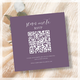 Paars   Bruiloft RSVP QR Code Informatiekaartje