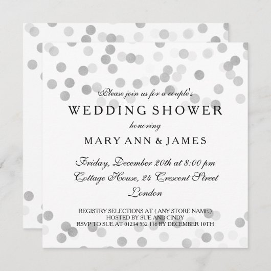 Paar's bruiloft Shower Silver Foil Glitter Lights Kaart (Voorkant / Achterkant)