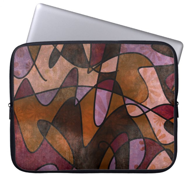 Paars, Bruin, de Abstracte Kunst van Bourgondië, Laptop Sleeve (Voorkant)