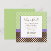 Paars bruin groen polaire dot Baby shower Kaart (Voorkant / Achterkant)