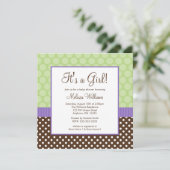 Paars bruin groen polaire dot Baby shower Kaart (Staand voorkant)