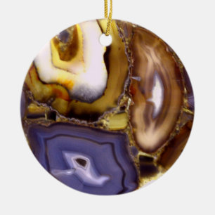 Paars bruin wit Agate-ontwerp Keramisch Ornament