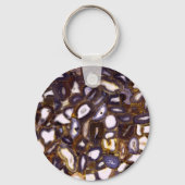 Paars bruin wit Agate-ontwerp Sleutelhanger (Voorkant)