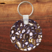 Paars bruin wit Agate-ontwerp Sleutelhanger (Voorkant)