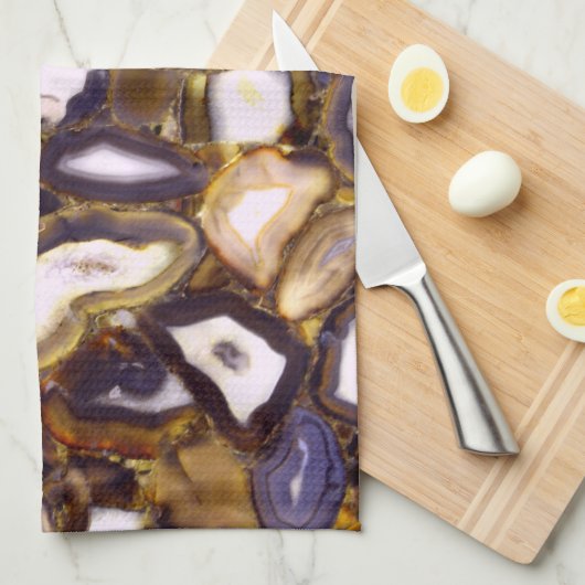 Paars bruin wit Agate-ontwerp Theedoek (Quarter Fold)