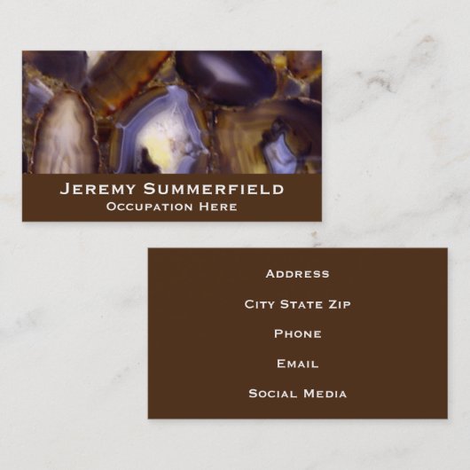 Paars bruin wit Agate-ontwerp Visitekaartje (Voorkant / Achterkant)