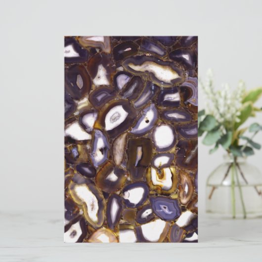 Paars bruin-wit-rotssteenpatroon briefpapier (Staand voorkant)