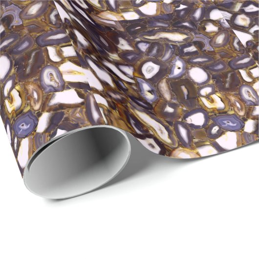 Paars bruin-wit-rotssteenpatroon cadeaupapier (Rol Hoek)