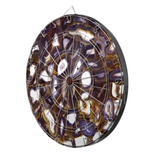 Paars bruin-wit-rotssteenpatroon dartbord (Voorkant Rechts)