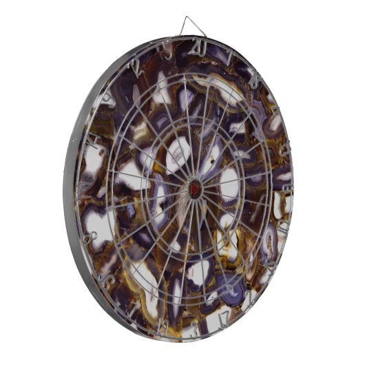 Paars bruin-wit-rotssteenpatroon dartbord (Voorkant Links)