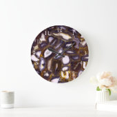 Paars bruin-wit-rotssteenpatroon grote klok (Huis)