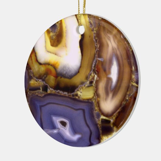 Paars bruin-wit-rotssteenpatroon keramisch ornament (Links)