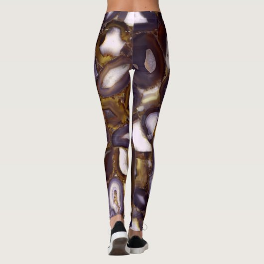 Paars bruin-wit-rotssteenpatroon leggings (Achterkant)