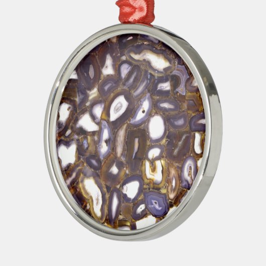 Paars bruin-wit-rotssteenpatroon metalen ornament (Links)