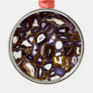 Paars bruin-wit-rotssteenpatroon metalen ornament