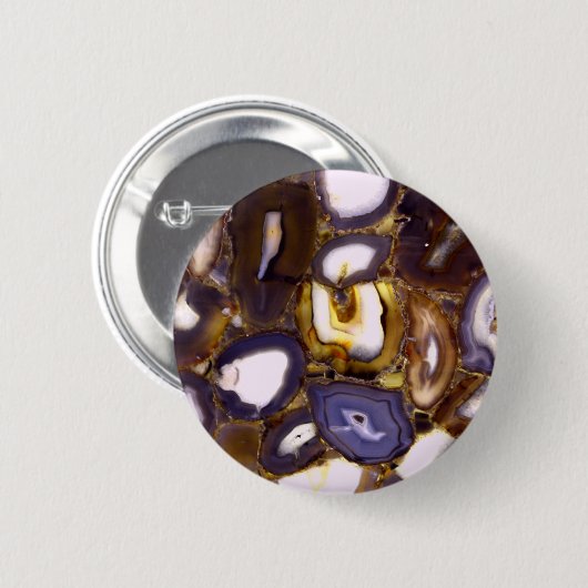 Paars bruin-wit-rotssteenpatroon ronde button 5,7 cm (Voorkant /achterkant)